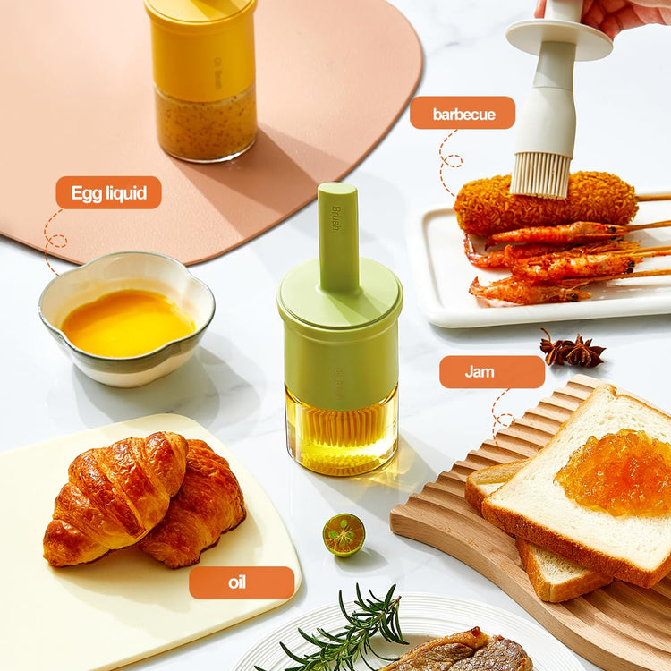 Glass Oil Dispenser with Heat Resistant Brush