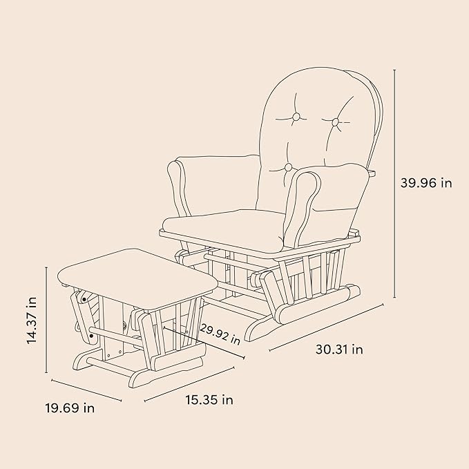 Storkcraft Premium Hoop Glider & Ottoman (White/Taupe Swirl) — GREENGUARD Gold Certified Nursery Glider, Solid Wood Craftsmanship, Smooth-Gliding Nursery Chair and Ottoman, Award-Winning