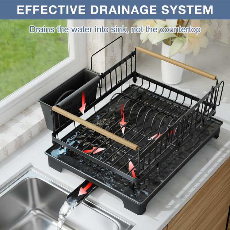 Dish Rack for Kitchen Counter with Drainboard