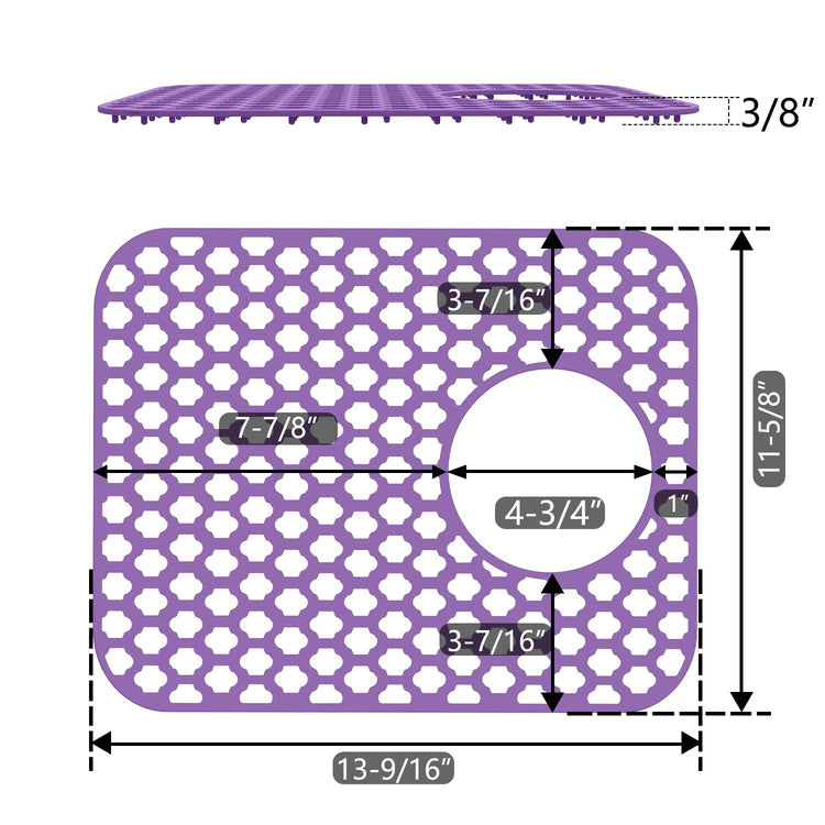 2 Pack Silicone Sink Protector Mat for Kitchen Sink Rear Drian Purple (2 Count)