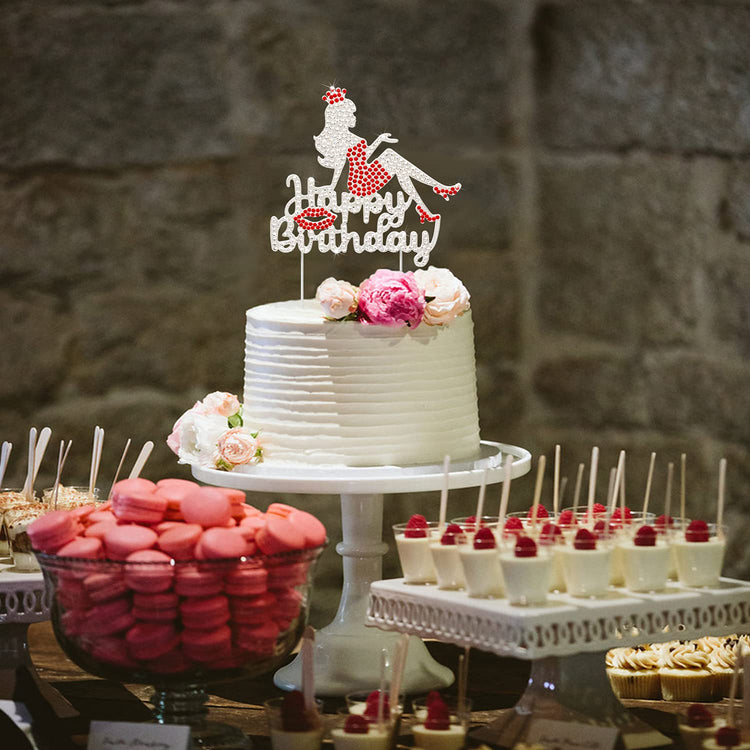 Happy Birthday Crown Queen Lady Rhinestone Cake Topper