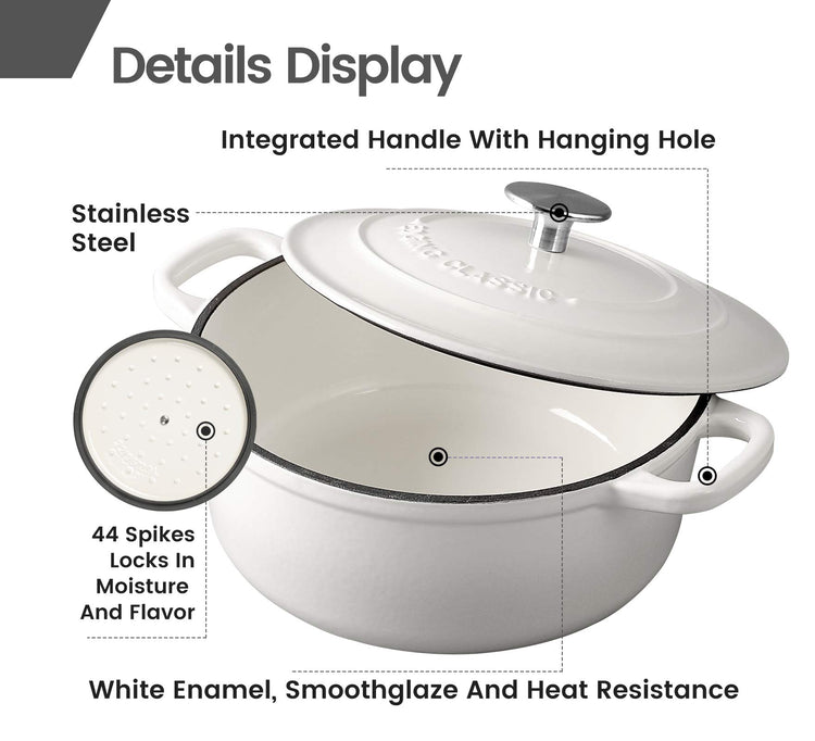 Dutch Ovens Enameled Cast Iron Covered 5.5 Quart Dutch Oven with Dual Handle for Bread Baking