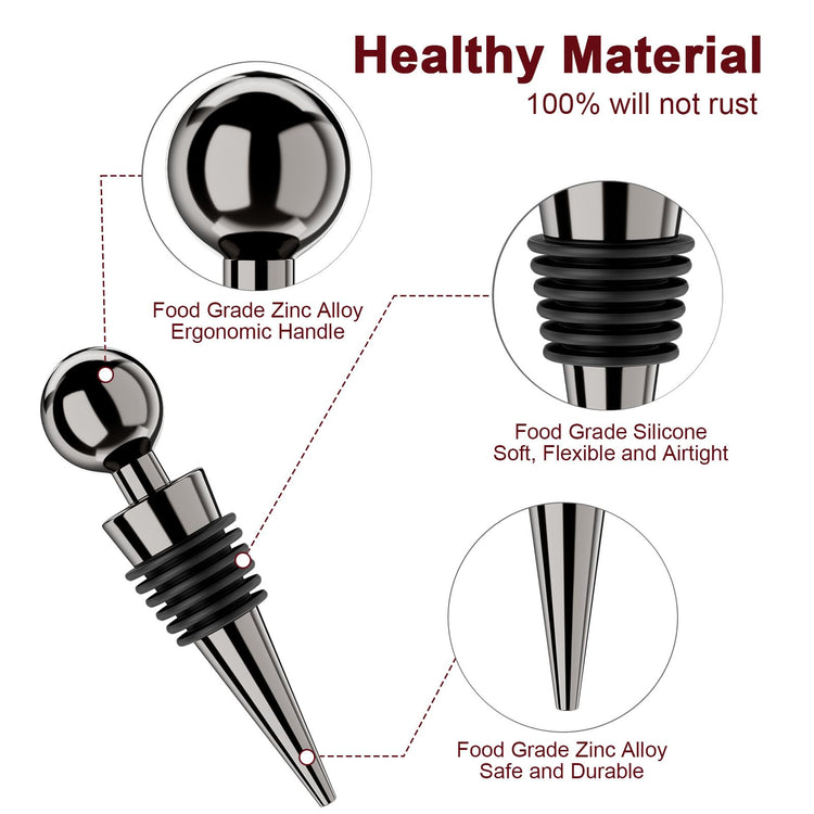 Wine Stoppers for Wine Bottles 3Pcs Vacuum Wine Bottle Stopper with Silicone Reusable Wine Corks (3 Count)