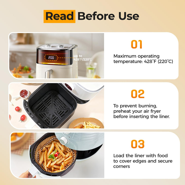 150 Pcs 8" Square Air Fryer Liners Disposable (150 Count)