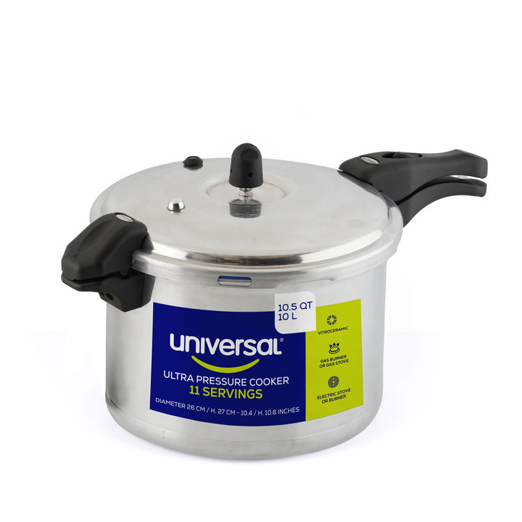 10.5 Quart / 10 Liter) Ultra Pressure Cooker, Pressure Pot with 6 Safety Systems, Aluminum Pressure Cooker for 11 Servings, Even Heat Distribution, Diameter 10.4 inches, Height 10.6 inches