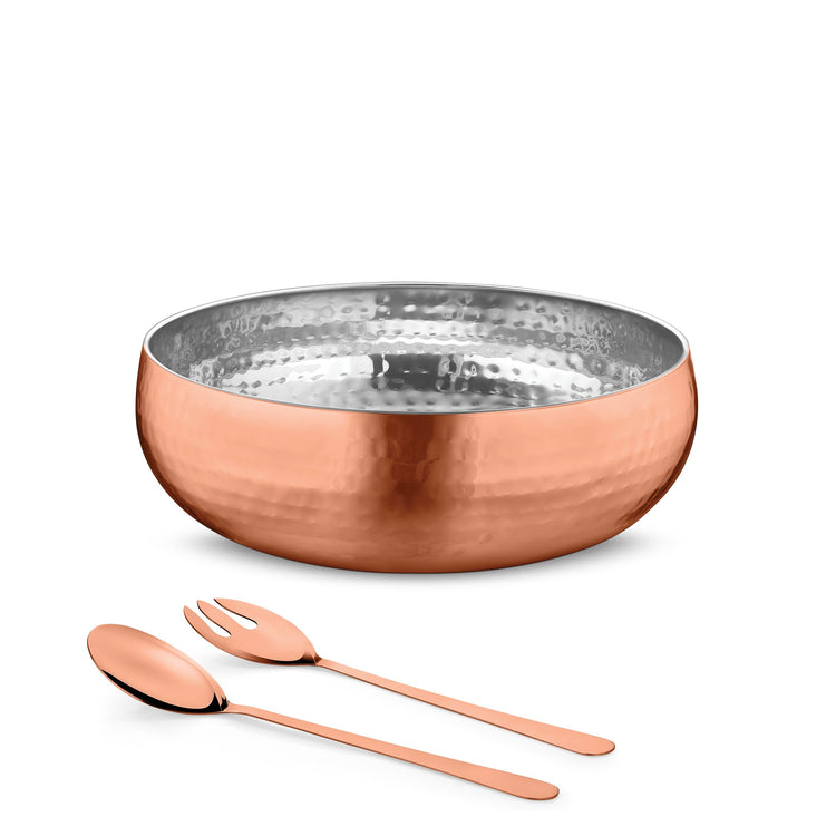 Set of 3 Premium Stainless Steel Salad Mixing Bowl Hammered Finish (3 Count)