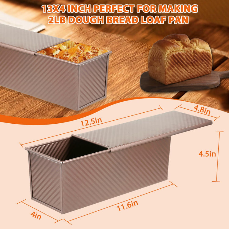Non Stick Pullman Loaf Pan with Lid 13x4 Inch