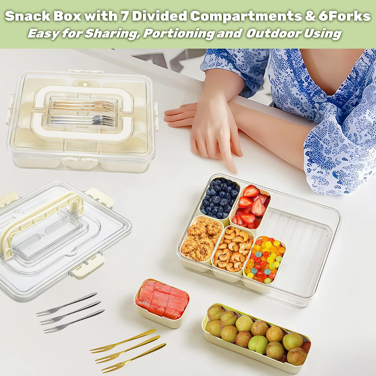 Divided Serving Tray with Lid & Handle&6 Forks