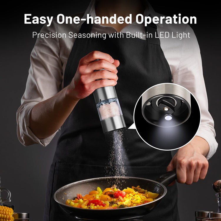 Electric Salt and Pepper Grinder Set with Battery Operated (2 Count)