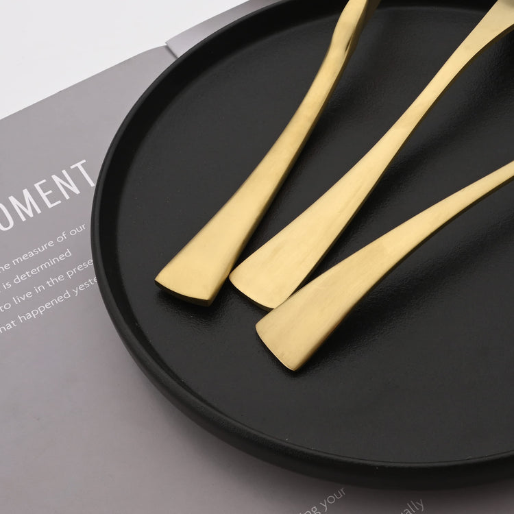 Luxury 18 10 Stainless Steel Matte Champagne gold Flatware Set