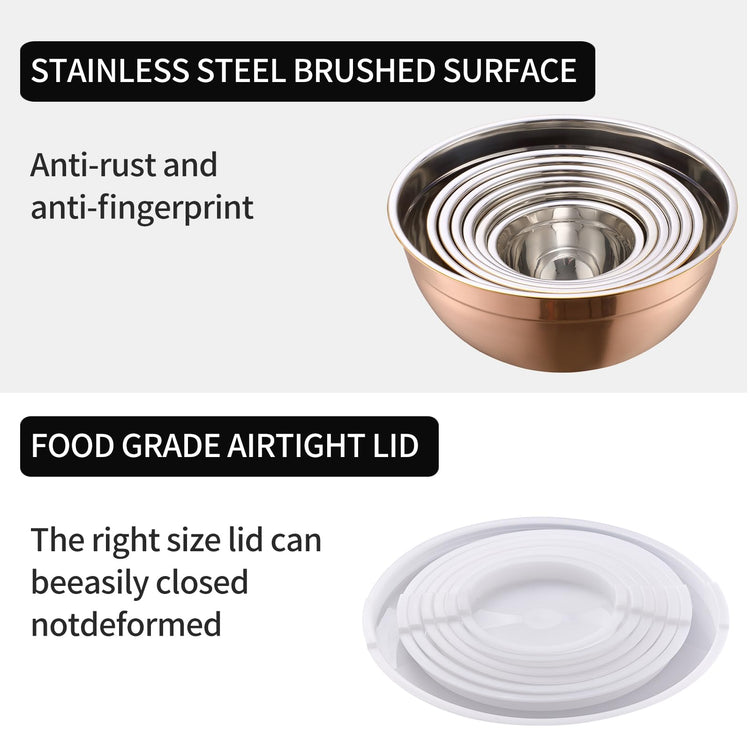 Rose Gold Mixing Bowls with Lids Set of 7