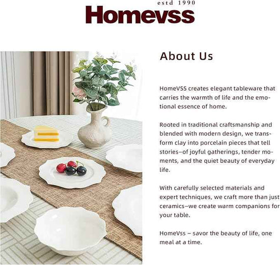 HomeVss, New Bone China Dinnerware Set, Embossed Lotus Design, 20pc Set