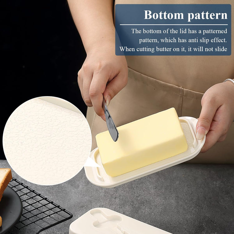 Butter Dish with Lid for Countertop and Refrigerator Door Shelf with Butter Spreader Knife