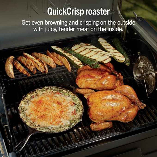 Ninja FlexFlame Grill and Smoker | Electric and Propane Grill, Roaster, BBQ Grill | 5-in-1 Cooking System | 3 Burner | Digital Control | Outdoor Cooking, Griddle, Pizza Maker | Black | PG301BK