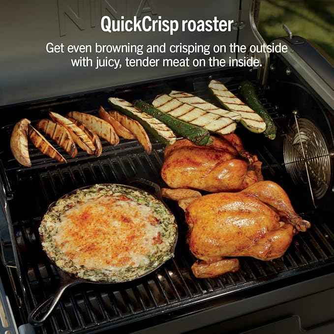 Ninja FlexFlame Grill and Smoker | Electric and Propane Grill, Roaster, BBQ Grill | 5-in-1 Cooking System | 3 Burner | Digital Control | Outdoor Cooking, Griddle, Pizza Maker | Black | PG301BK