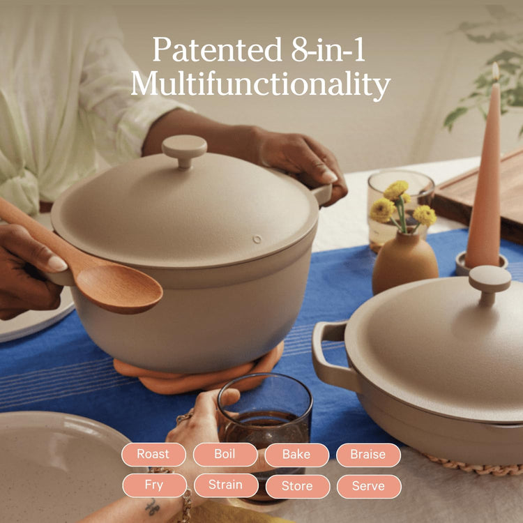Our Place Perfect Pot - 5.5 Qt. Nonstick Ceramic Sauce Pan with Lid | Versatile Cookware for Stovetop and Oven | Steam, Bake, Braise, Roast | PTFE and PFOA-Free | Toxin-Free, Easy to Clean | Steam - Nestoria