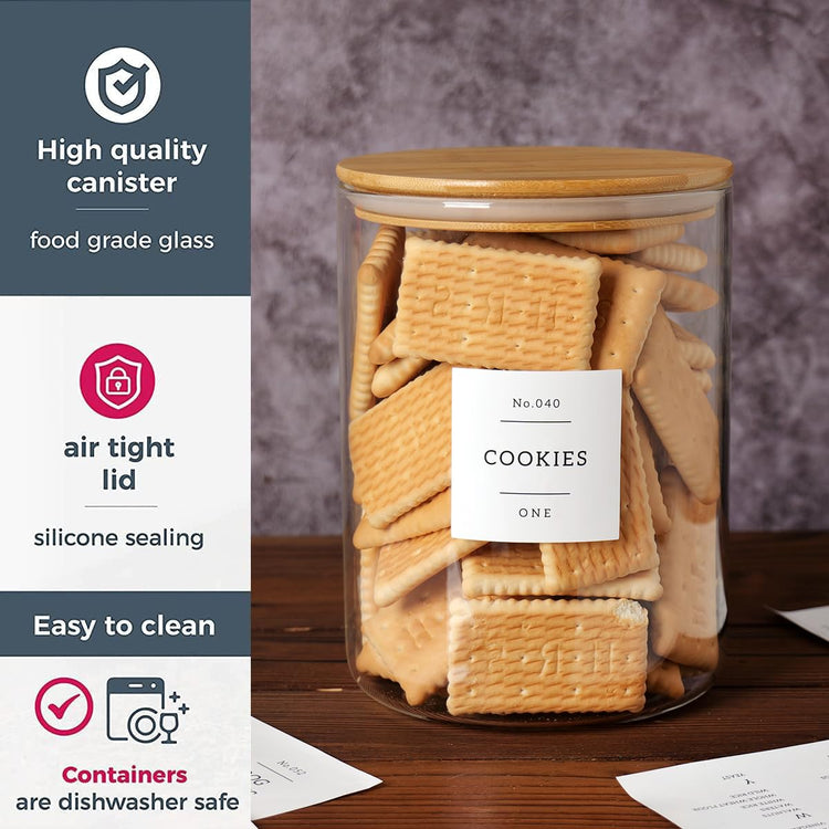 Set of 2 Large Glass Flour and Sugar Containers