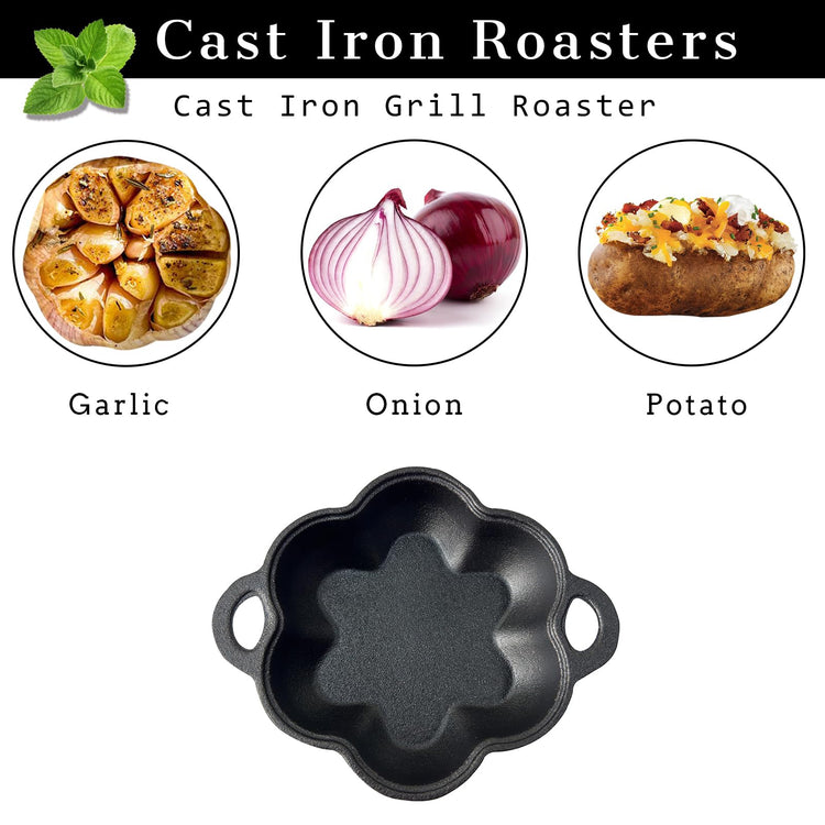 Pre Seasoned Cast Iron Smoker & Garlic Roaster with Airflow Lid