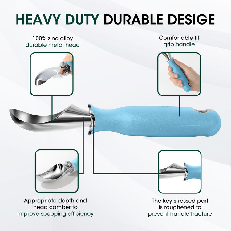Premium Heavy Duty Ice Cream Scoop with Ergonomic Grip Handle