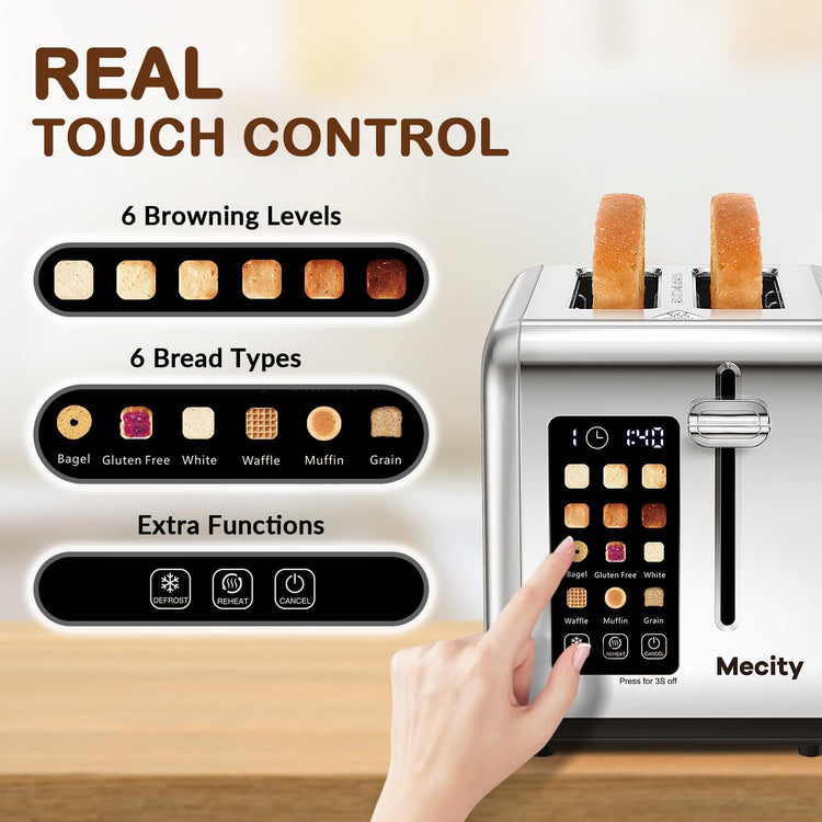 2 Slice Toaster Touch Screen 1.5" Wide Slot