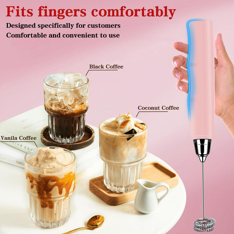 Milk Frother Wand Rechargeable Handheld Whisk Coffee 3 Speed Adjustable