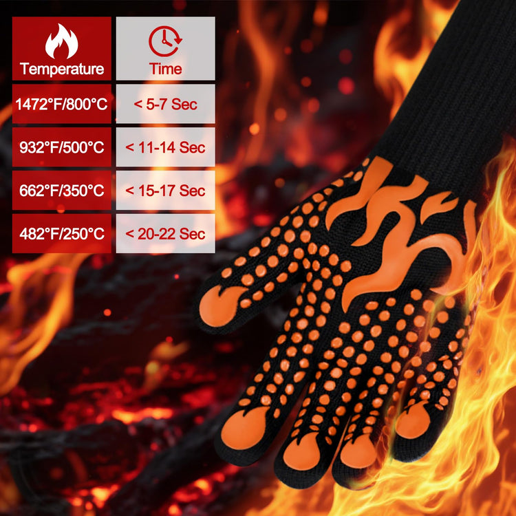 BBQ Gloves 1472 Degree F Heat Resistant Grilling Gloves Silicone Non (2 Count)