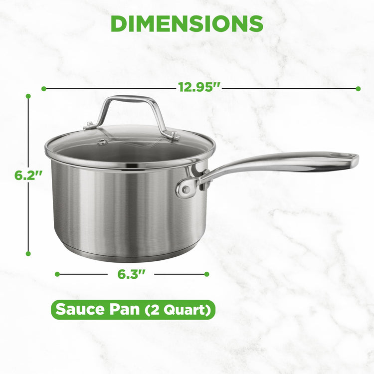 2 Quart Stainless Steel Saucepan with Lid