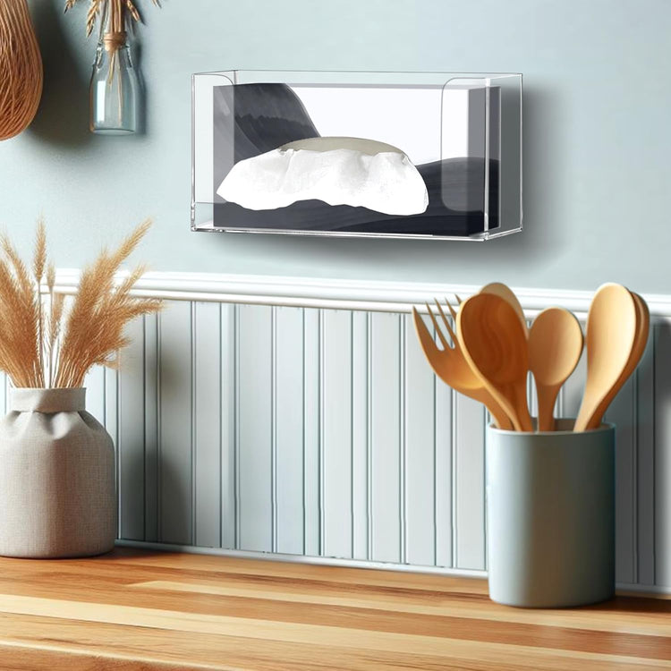 Amazing Abby Acrylic Glove Box Holder, Wall-Mounted Glove Dispenser, Floating Glove Box Organizer, Small Size (for 1 Box), 10.5" W x 5.0" H x 3.5" D (Mounting Hardware Included)