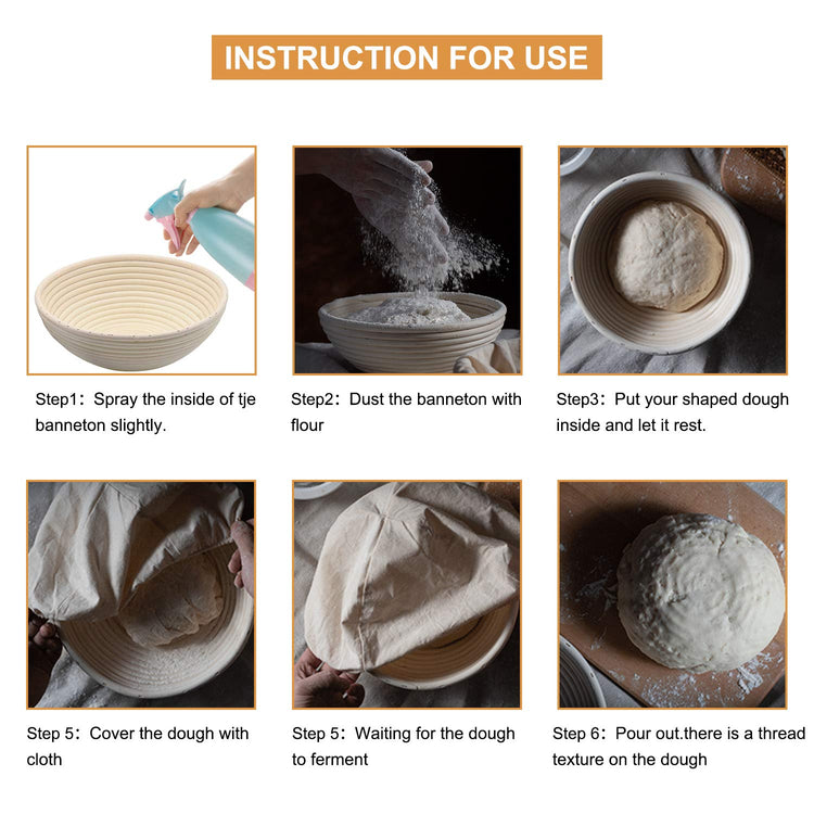 Banneton Bread Proofing Basket Set of 4PCS 6 Inch Mini Round Sourdough Dough Proofing Bowls for Sour Dough Bread Baking Supplies