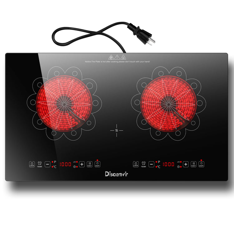 2 Burner Electric Cooktop 24 Inch 110V Plug in
