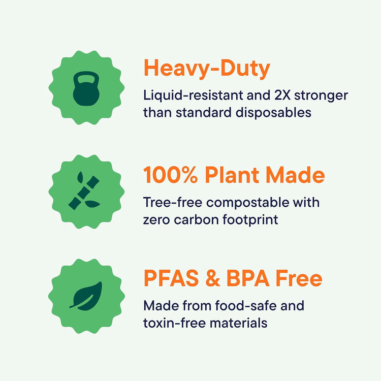 100% Compostable Paper Bowls 12 oz. [1000 Count] Heavy-Duty Soup Bowls - Natural White Color Unbleached Bagasse Bowls - Eco-Friendly Disposable Biodegradable Sugarcane - [Bulk Case 8/125 Pack]