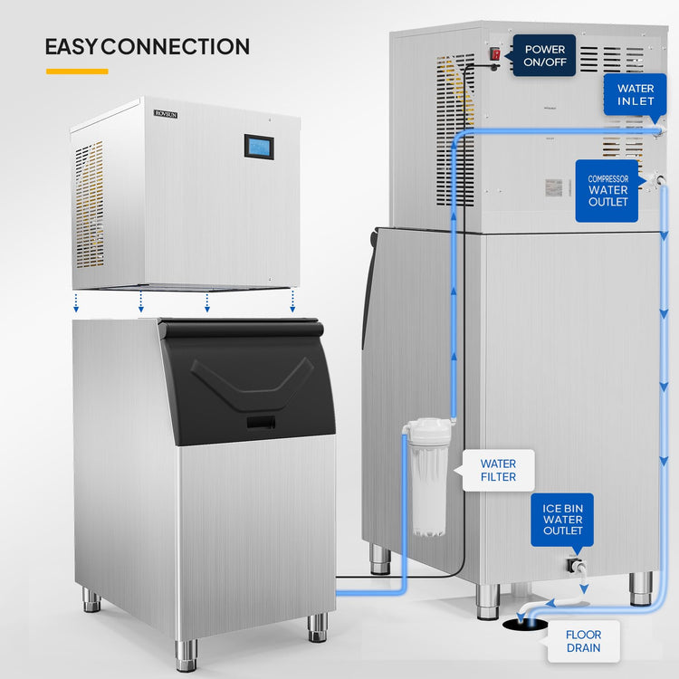 400LBS 24H Commercial Ice Maker with 300LBS Storage Bin