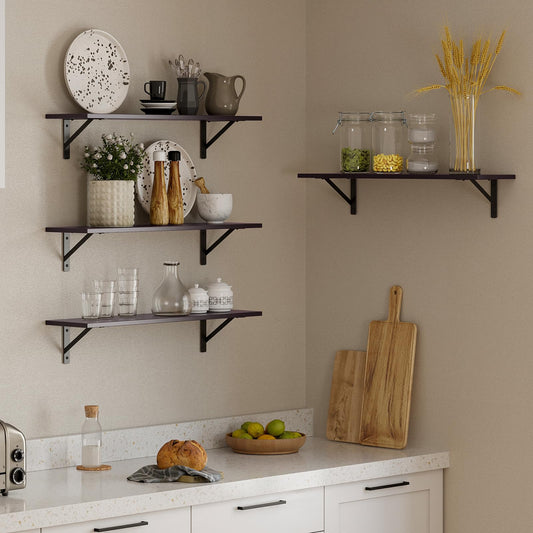 Wall Shelves 23.6" Long Floating Shelves with Metal Brackets (2 Count)