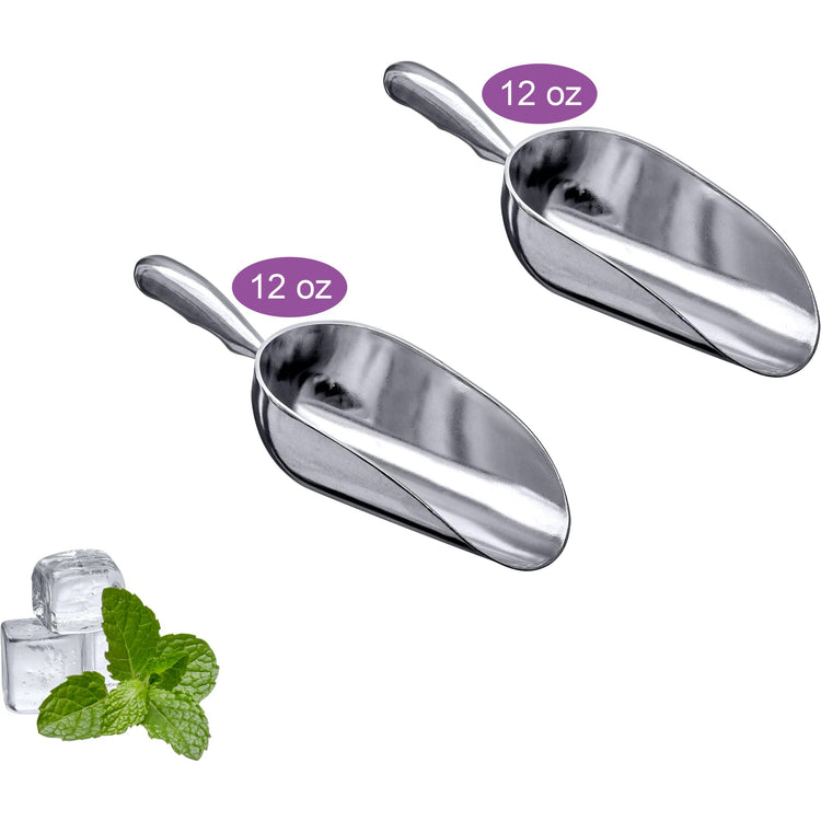 Elsa - 12-Ounce Aluminum Ice Scoops (Set of 2), Cast Aluminum Utility Scoops, Food-Grade, Good for Home and Commercial Use, NOT Dishwasher-Safe, Hand-Wash Recommended (2 Count)