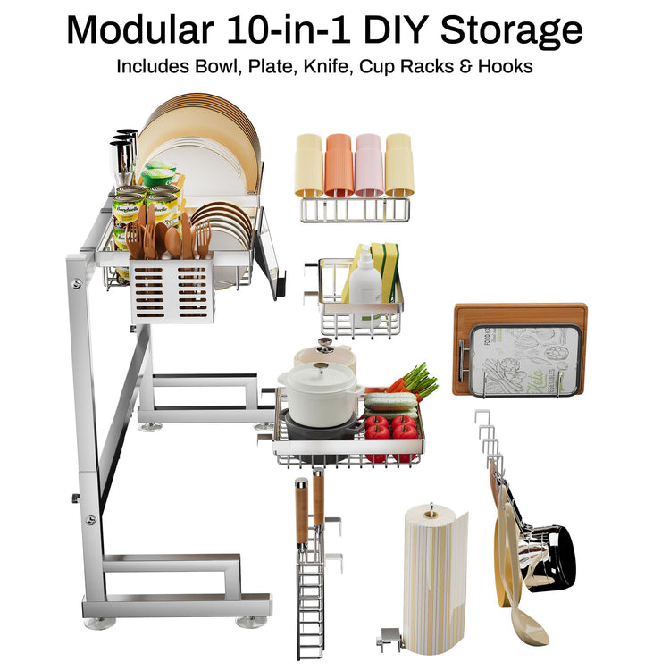 Luxurious 304 Stainless Steel Over Sink Dish Drying Rack