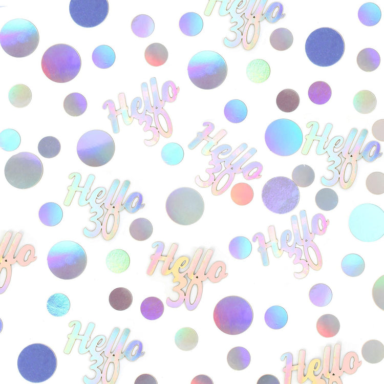 Hello 30 Birthday Confetti for Tables Iridescent Circle Dots Happy 30th Birthday Party Decorations for Her Women Thirty Years Old Birthday Table Scatters Confetti Decor Supplies 300PC (300 Count)