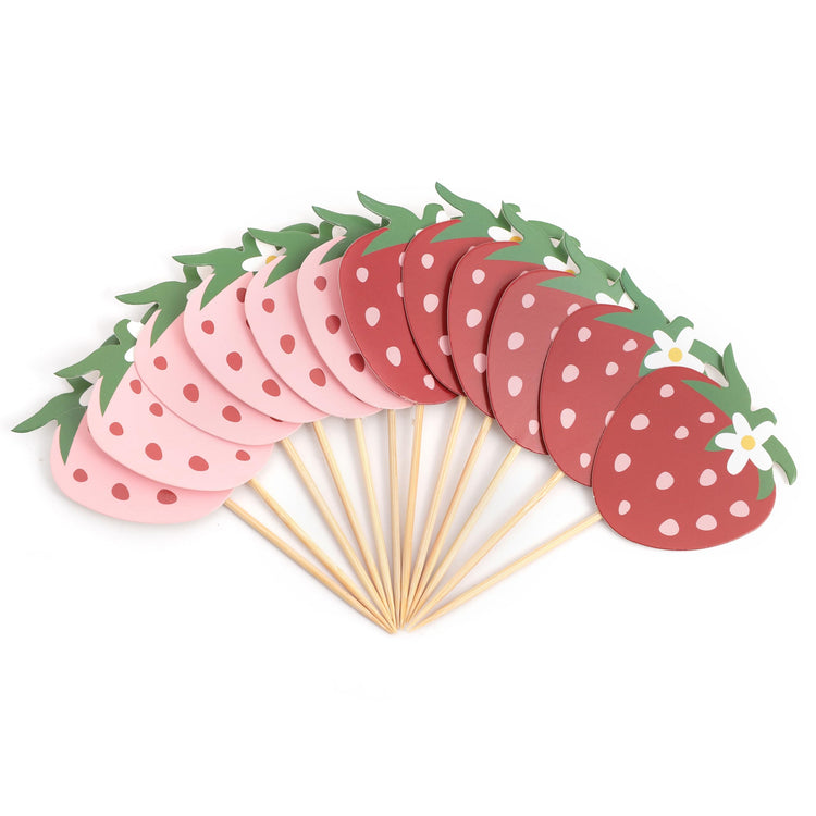 Strawberry Birthday Cupcake Toppers