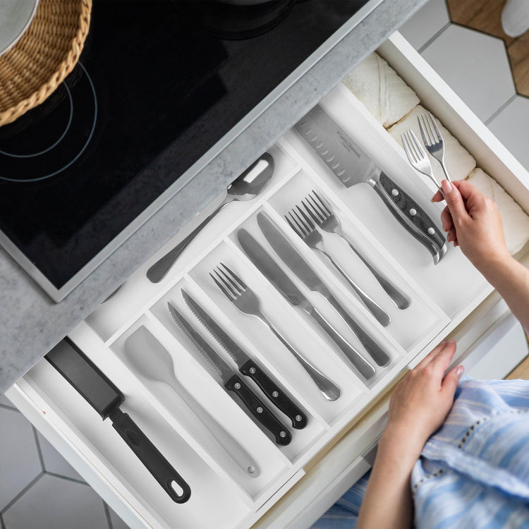 Large Premium Bamboo Silverware Organizer