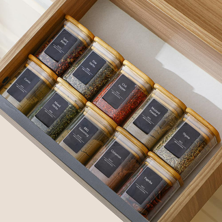 Kitchen Glass Spice Jars 10 Pcs 7 Oz with 275 Labels (10 Count)