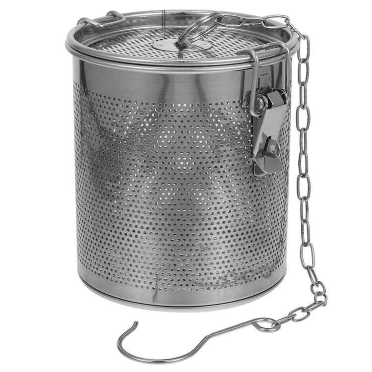 Stainless Steel Soup Seasoning Basket with Fine Mesh Strainer and Long Chain Reusable Spice Bag for Broth Stews and Tea Infusion Easy to Clean 5.11X4.44X4.44In