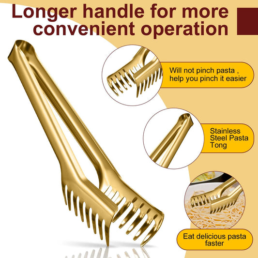 Stainless Steel Spaghetti Spoon and Pasta Tongs Set