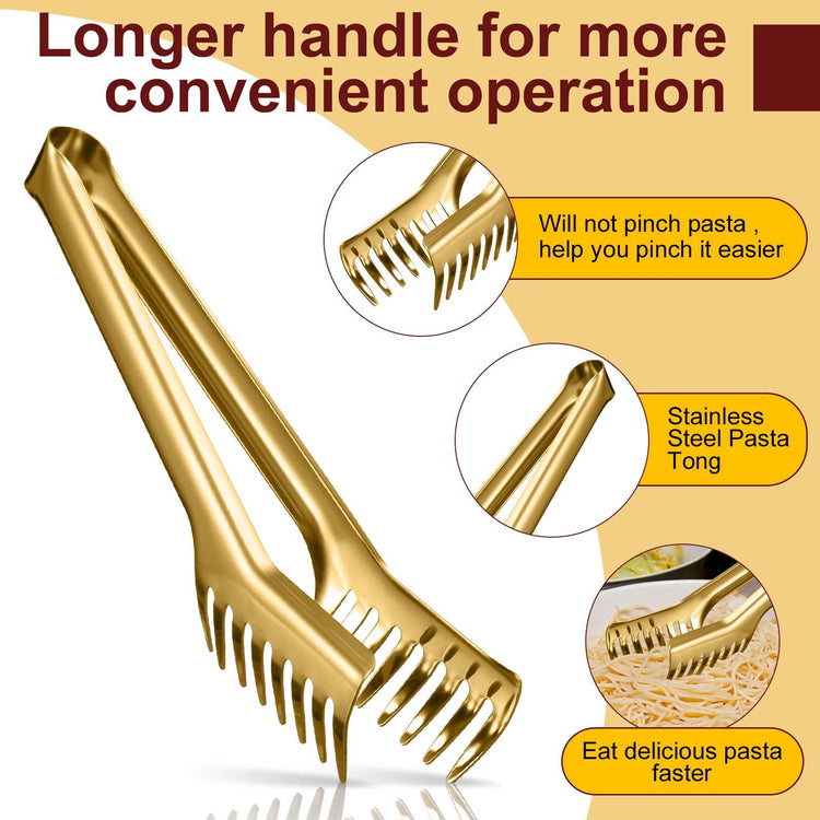 Stainless Steel Spaghetti Spoon and Pasta Tongs Set