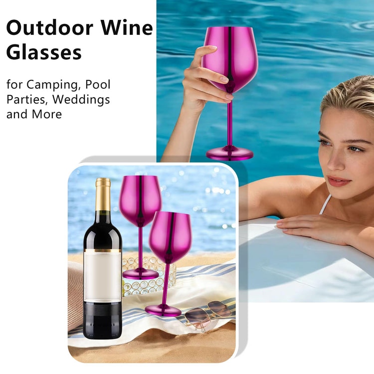Unbreakable Stainless Steel Wine Glasses Set of 2 (2 Count)