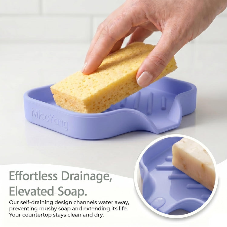 Silicone Soap Dish with Drain Spout