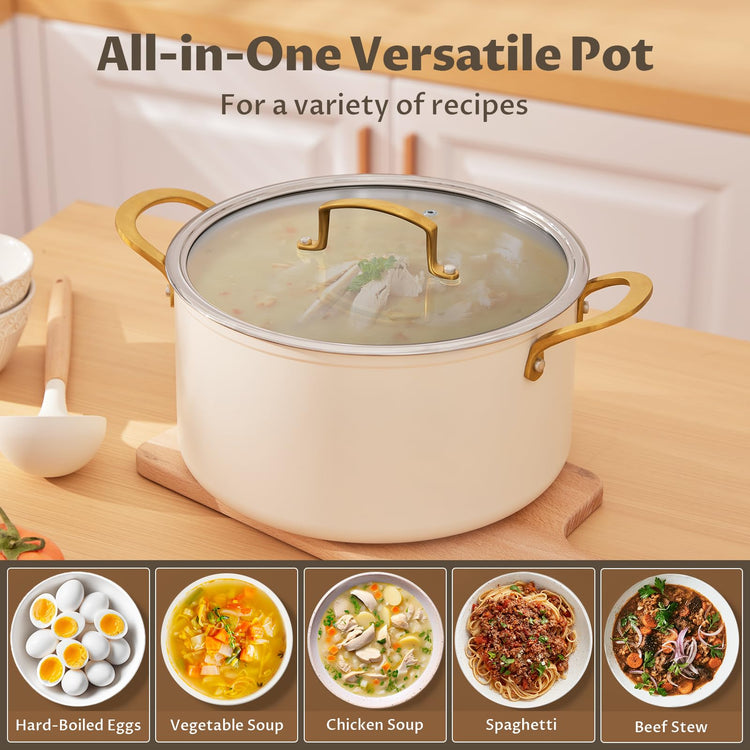 12QT Large Ceramic Nonstick Stock Pot with Lid