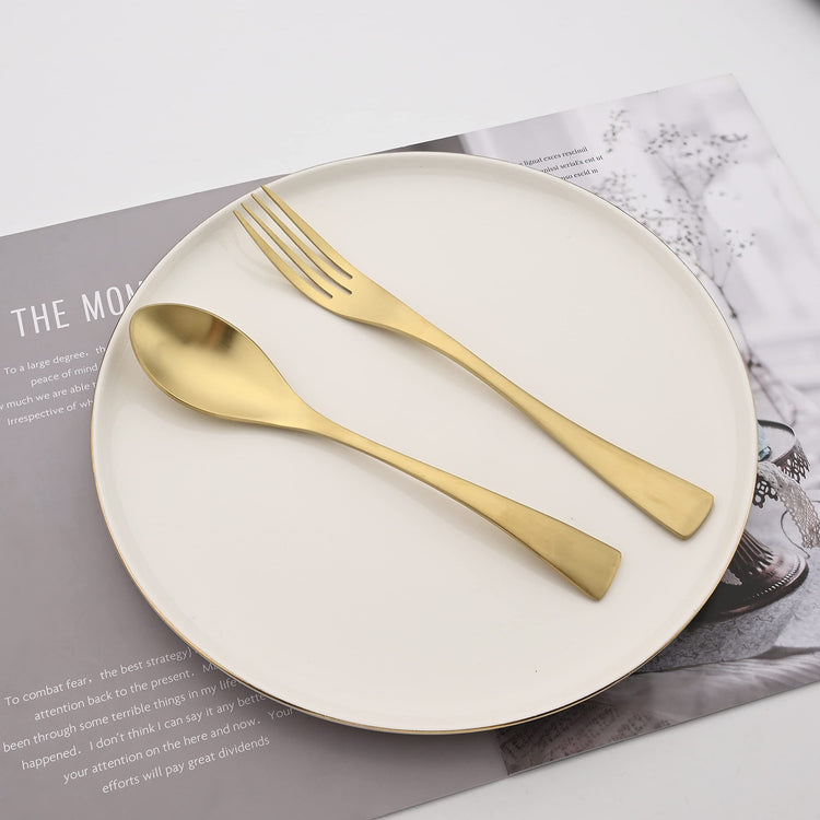 Luxury 18 10 Stainless Steel Matte Champagne gold Flatware Set