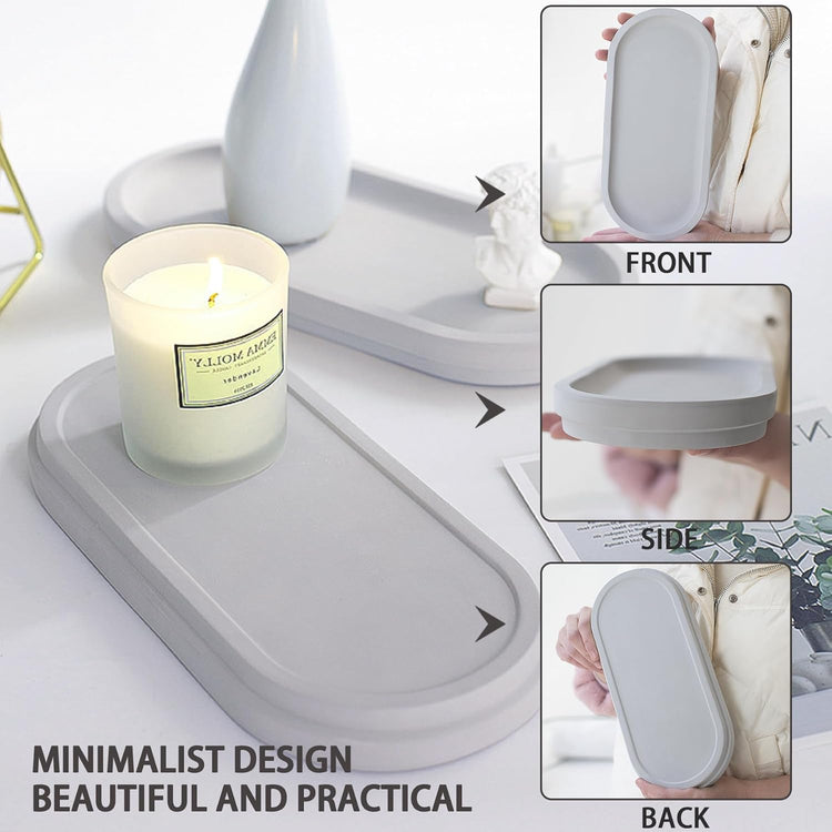 Diatomite Sink Caddy for Kitchen Organizer, Quick Dry Holder for Sponge, Dish, Brush, Bathroom Soap, Toothbrush - Fast Absorbing Stone Tray (Grey, 11" x 5")
