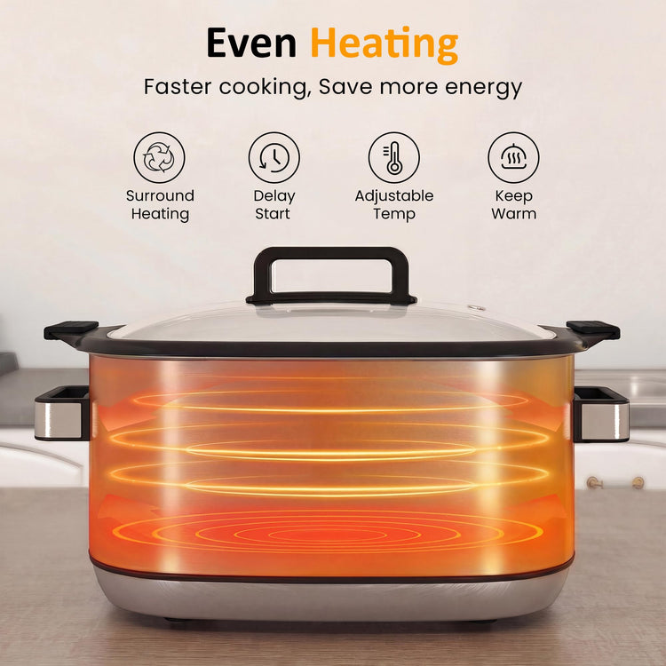 12-in-1 Programmable Slow Cooker 6.5QT with Timer & Keep Warm