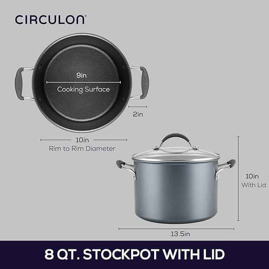 Circulon A1 Series with ScratchDefense Technology Nonstick Induction Stockpot with Lid, 8 Quart, Graphite