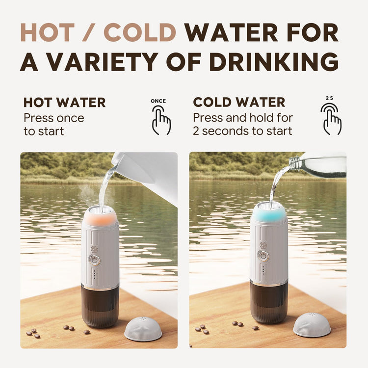 2-in-1 Portable Espresso Maker For Nespresso Pod＆Ground,White (2.09 Ounce)